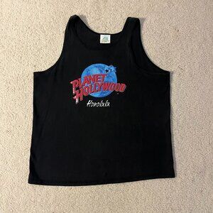 Vintage 90s Planet Hollywood Logo Honolulu Graphic Black Casual Tank Top Sz Lg
